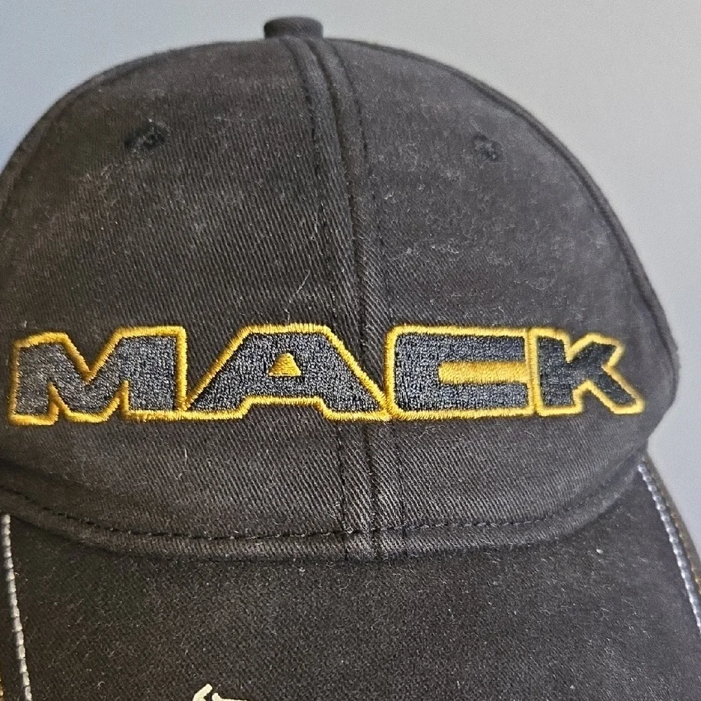 Mack Trucking Co Logo Black and Gold Cotton Adjustable Snap Back Cap - Picture 3 of 10